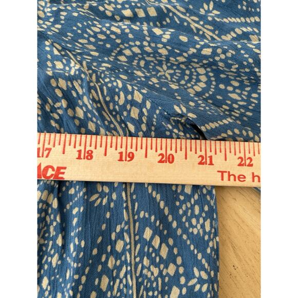 Boho smocked tunic fairycore cottage coquette Fringe Festival blue flowy gypsy L - Picture 9 of 10